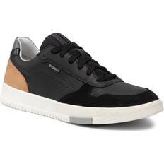 Geox mens Sneaker, BLACK/COGNAC