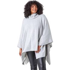 Elastane/Lycra/Spandex - Women Capes & Ponchos Roman Curve One Button Stretch Poncho Grey