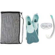 Snorkelling Fins Mask Snorkel Set Snk 500 -Pastel Mint Multi 1.5-3