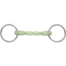 Green Bits Shires 5.5in, Pale Green Equikind Ripple Mullen Mouth Horse Loose Ring Snaffle Bit