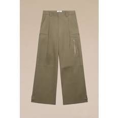 AMI Paris High-rise wide-leg cotton cargo pants brown