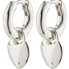 Pilgrim Sophia Recycled Heart Hoops Silverplated Dam Creoler one