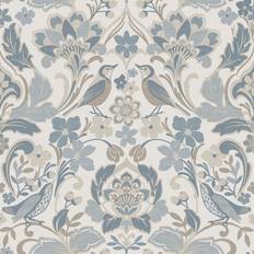 World of Wallpaper Folk Floral Wallpaper Soft Blue World of Wallpaper 946103