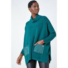 Donna - Verde Poncho Roman Sparkle Pocket Poncho Jumper in Forest