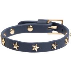Dark Leather Star Stud Bracelet Mini - Navy Blue