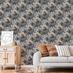 Black floral wallpaper Fresco Lykke Tree Floral Wallpaper Charcoal One Size