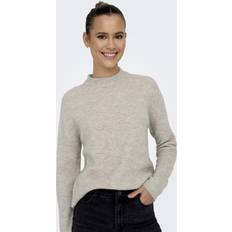 Brown - Women Tops Only High Neck Knitted Pullover