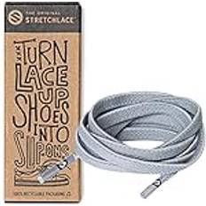 Shoe Care & Accessories The Original Stretchlace THE ORIGINAL STRETCHLACE Elastic Shoe Laces Flat Stretch Shoelaces 35 Small, Light Grey