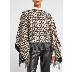 Wool Capes & Ponchos Valentino Toile Iconographe Cashmere-Blend Poncho BEIGE NERO