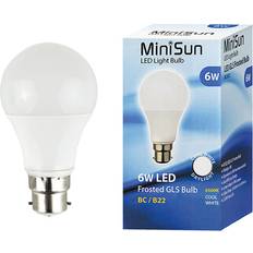 Light Bulbs ValueLights 3 Pack B22 White Thermal Plastic GLS LED 6W Cool White 6500K 500lm Bulb One Size