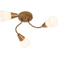 QAZQA Dæmpbare Spotlights QAZQA Klassisk Loftspot Guld Mat Glas Rund 3-Lys Spotlight