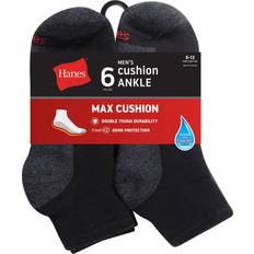 Socks Hanes Double Tough Men's Ankle Socks, Max Cushion, 6-Pairs Black/Grey 6-12