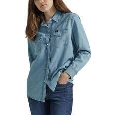 Wrangler Women Shirts Wrangler Women's Boyfriend Shirt, XL, Blue