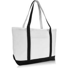 Black - Women Fabric Tote Bags Dalix 23" Premium 24 oz. Cotton Canvas Shopping Tote Bag in Black