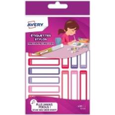 Rose Étiquettes Avery A6 Pen Label 50 x 10 mm 2 Feuilles Assortiment de Couleurs (Pack de 30)