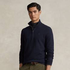 Polo Sweaters Polo Ralph Lauren Mesh-Knit Cotton Quarter-Zip Sweater in Navy