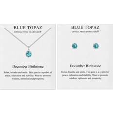 Blue Jewellery Sets December Blue Topaz Birthstone Necklace & Earrings Set Created with Zircondia Crystals