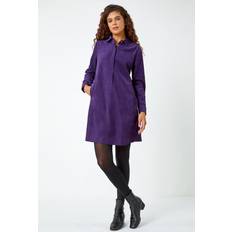 Morado - Vestido camisero Vestidos Roman Corduroy Tunic Shirt Dress Purple