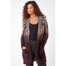 Zebra Cardigans Roman Metallic Zebra Print Fluffy Cardigan Natural