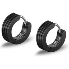 Homme Boucles d'oreilles Lotus style herren clapp-creolen schwarz edelstahl ohrringe ls2154-4/2