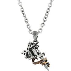 Smycken Alchemy Gothic Halsband Pewter Pendant: Tattoo Gun för silverfärgad