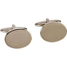 Men - Silver Plated Cufflinks Harvey Makin Especially For You Oval Cufflinks Engravable Box Metallic Silver One