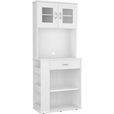 Cabinets FM FURNITURE Poole Pantry White Storage Cabinet 25.7x66.9"