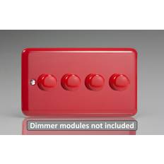 Red Dimmers Varilight WYD4.PR Lily Primary Pillar Box Red 4 Gang Dimmer Matrix Kit inc Knob Double Plate