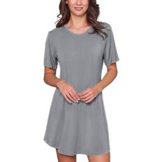 Elastan / Lycra / Spandex Nattkjoler Lady Avenue Shortsleeve Bamboo Nightdress Grå Bambus Dame