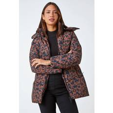 Multicoloured Coats Roman Animal Print Hooded Padded Coat Multi