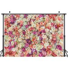 Photo Backgrounds LYWYGG 7X5FT Flower Wall Backdrop Blooming Fresh Rose Flowers Wedding Decoration Background Party Backdrop Flowers Birthday Backdrop New Baby Photoshoot