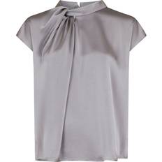 Neo Noir Fleur Drapy Satin Blouse GREY