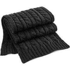 Acrylic Scarfs Beechfield Cable Knit Melange Scarf - Black