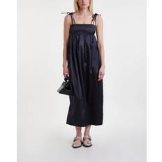 S Vestidos Ganni Double Satin String Long Dress - Black