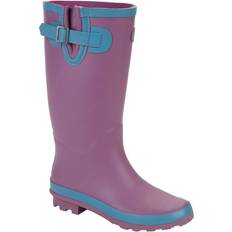 Turquoise - Women Rain Boots StormWells Rubber Wide Leg Wellington Boots Purple