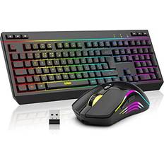 Keyboards RedThunder K20 Wireless Keyboard and Mouse Combo, Multimedia Keys + 7D 4800DPI Mice, RGB Gaming/Office