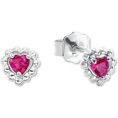 Kinder - Silber Ohrringe Amor ohrstecker 925 sterling silber mädchen kinder ohrschmuck, mit zirkonia pink 1481