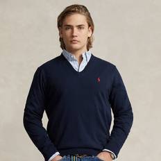 Polo Sweaters Polo Ralph Lauren Cotton V-Neck Sweater in Hunter Navy