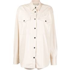 Polyurethane Shirts Isabel Marant Étoile coated long-sleeve shirt women Cotton/Polyester/Polyurethane Neutrals