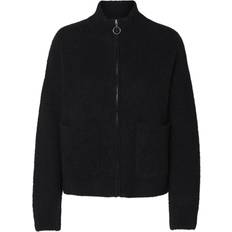 Nylon Cardigans Selected Sia Full Zip Sweater - Black