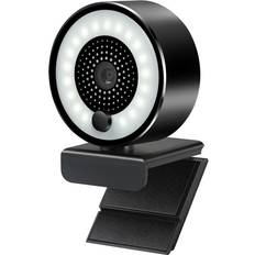 Webcams Greenzech HD 2K USB Webcam Auto-focus 5MP PC Web Camera with Ring Fill Light Microphone