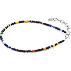 Multicoloured Bracelets Anchor & Crew Black Multicoloured Ellie Silver and Miyoko Glass Bracelet