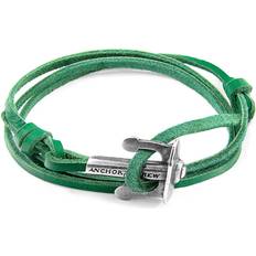 Green Bracelets Anchor & Crew Fern Green Union Anchor Silver and Flat Leather Bracelet