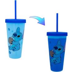 Plastica Bicchieri Silver Buffalo Disney Lilo & Stitch Cool Coconut Color-Changing Plastic Tumbler 24 Ounces Bicchiere