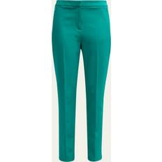 Turquoise - Women Pants Kobi Halperin Cropped Straight-Leg Twill Pants DARK TURQUOISE