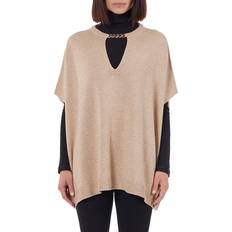 Nylon Capes & Ponchos Bruno Magli Women's Chain Keyholeneck Wool Blend Poncho Camel