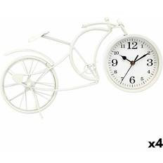 Blanco Relojes de Mesa Gift Decor Bicicleta Blanco Metal 40 x 19.5 x 7 cm (4 Unidades) Reloj de Mesa