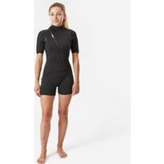 Subea Women's 2mm Neoprene Shorty Wetsuit With Diagonal Front Zip Easy Blue Grey/dark Petrol Blue