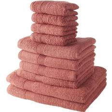 Rectangulaire Serviettes de bain Today Lot 4 serviettes invité 30x50 cm + 4 serviettes de 50x100 cm + 2 draps de bain 70x130 cm 100% coton terracotta Serviette de bain Marron