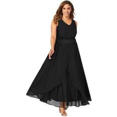 Jessica London Long Dresses Jessica London Plus Women's Georgette Flyaway Maxi Dress in Black Size W